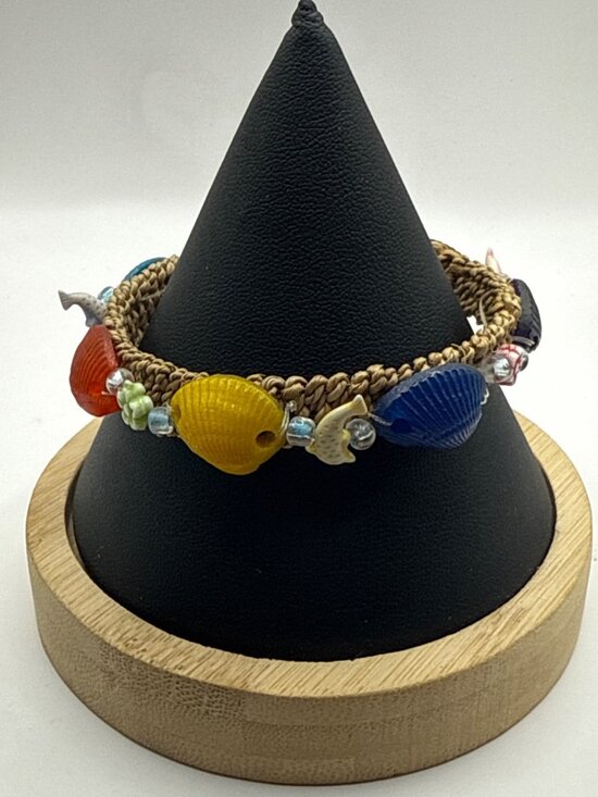 Unbranded Jewelry - Handmade Colorful Shell & Fish Macrame Bracelet Beachy Hawaiian Boho Jewelry